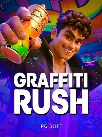 หน้าปกเกมสล็อตชายหนุ่มถือสเปรย์สีธีมกราฟฟิตี Graffiti Rush