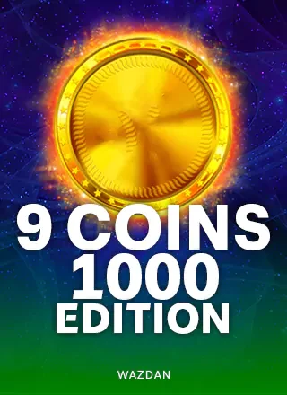 หน้าปกเกมสล็อตเหรียญทองใหญ่ ตัวหนังสือ 9 Coins 1000 Edition