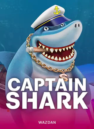 หน้าปกเกมสล็อตฉลามกัปตันสวมหมวกเรือ Captain Shark